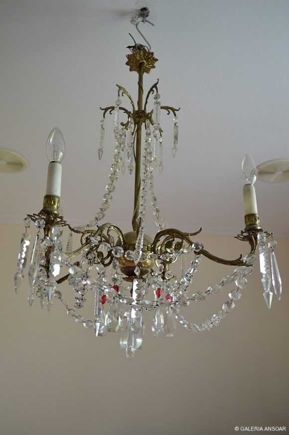 LAMPARA BRONCE-81X61-CRISTAL TALLADO -002
