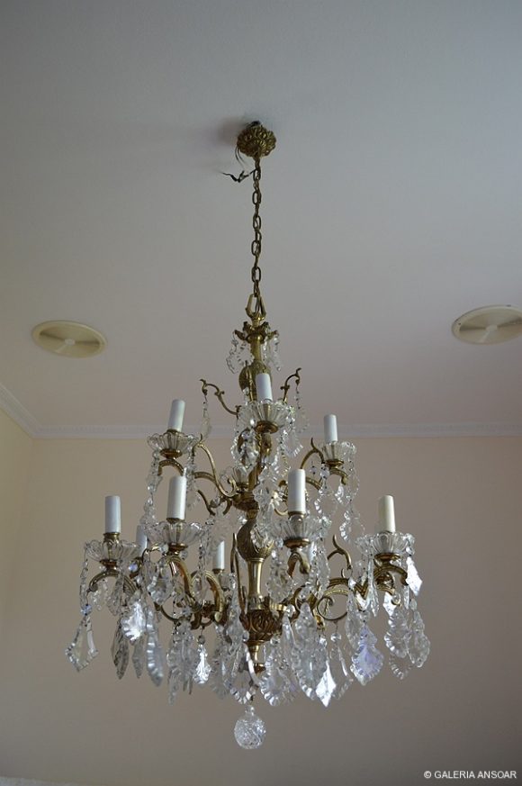 LAMPARA DE BRONCE Y CRISTAL-126X57 -005